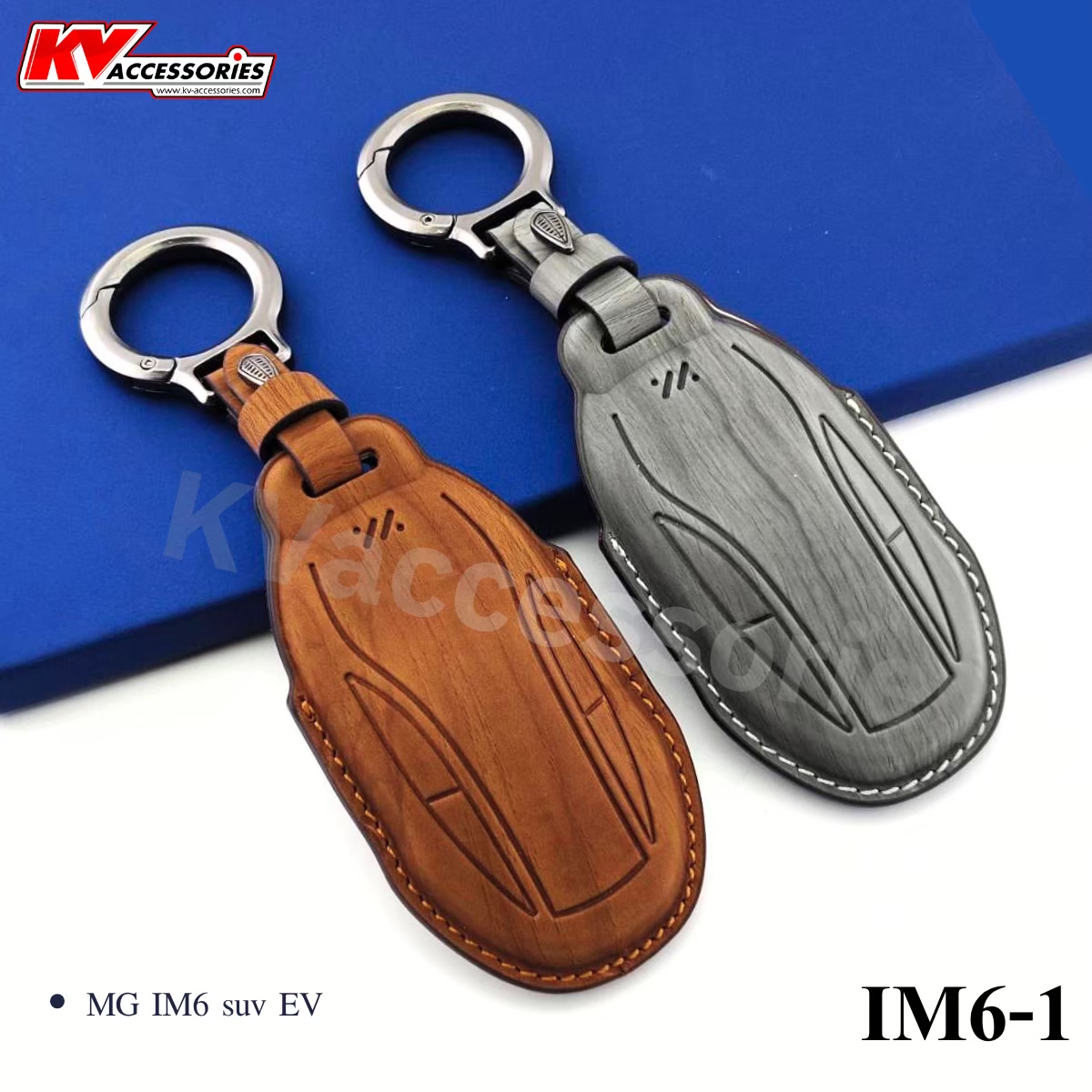 ซองหนังกุญแจลายไม้ สำหรับรุ่น MG IM6 suv EV