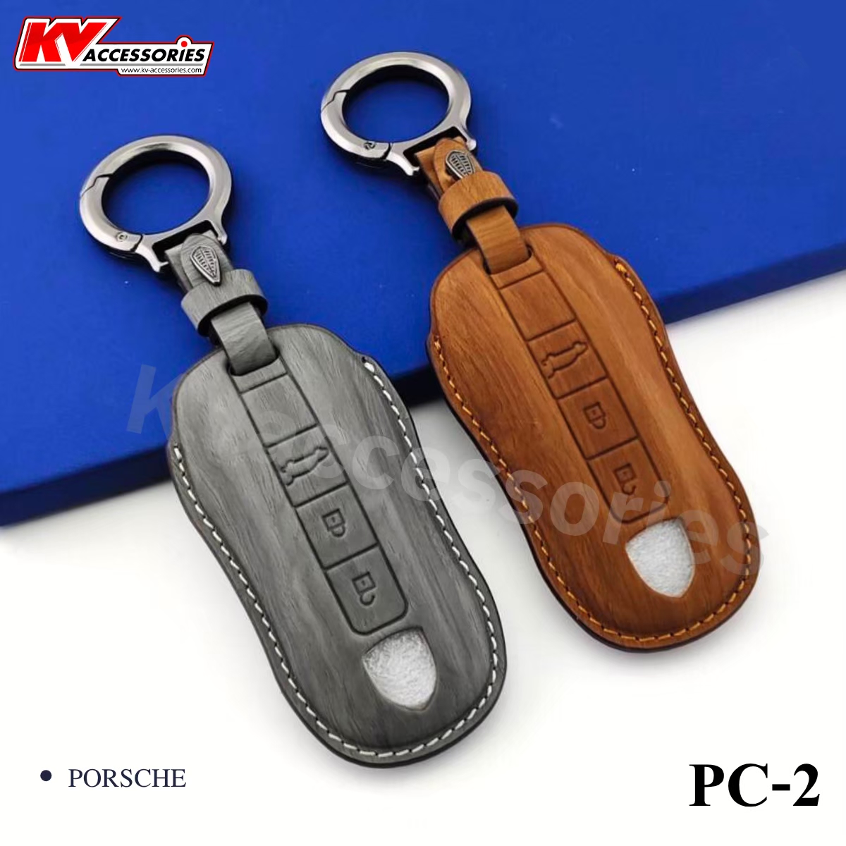 ซองหนังกุญแจลายไม้ สำหรับรุ่น PORSCHE Taycan 911 Macan Boxser