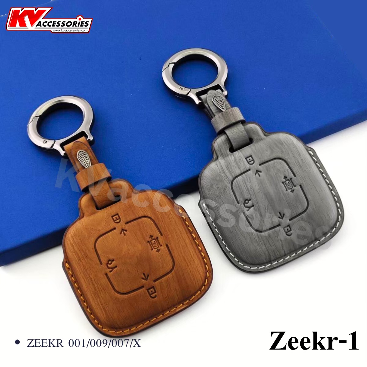 ซองหนังกุญแจลายไม้ สำหรับรุ่น ZEEKR 001/009/007/X