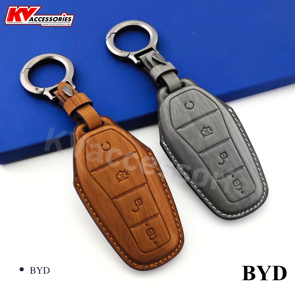 ซองหนังกุญแจลายไม้ สำหรับรุ่น BYD Qin Plusdmi Atto 3