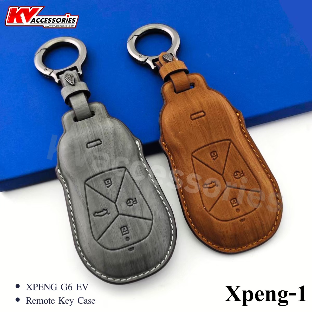 ซองหนังกุญแจลายไม้ สำหรับรุ่น XPENG G6 EV Remote Key Case